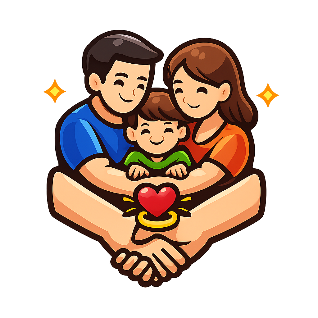 Crea un cono con fondo transparente de una familia unida que represente compromiso-1